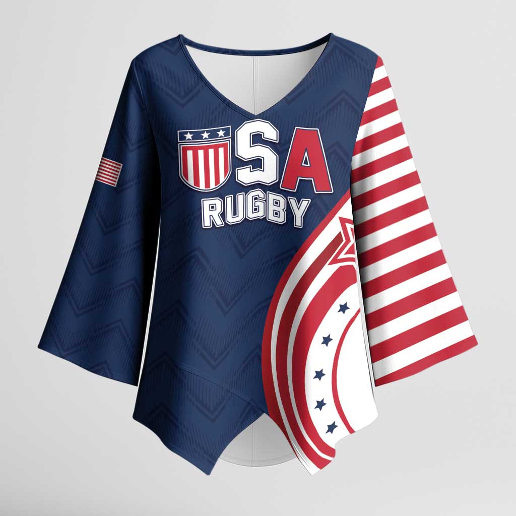 Custom USA Rugby 2026 Kimono Sleeve Blouse Sporty Style