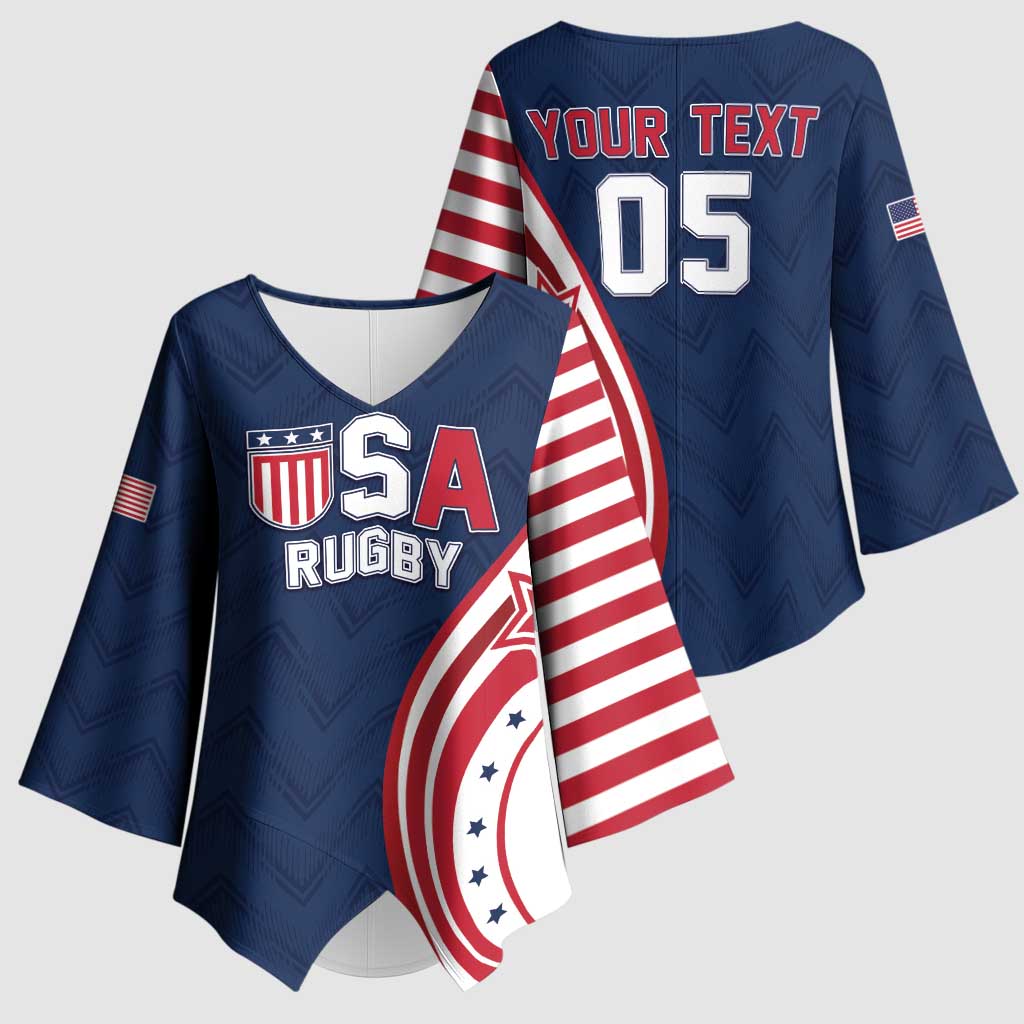 Custom USA Rugby 2026 Kimono Sleeve Blouse Sporty Style