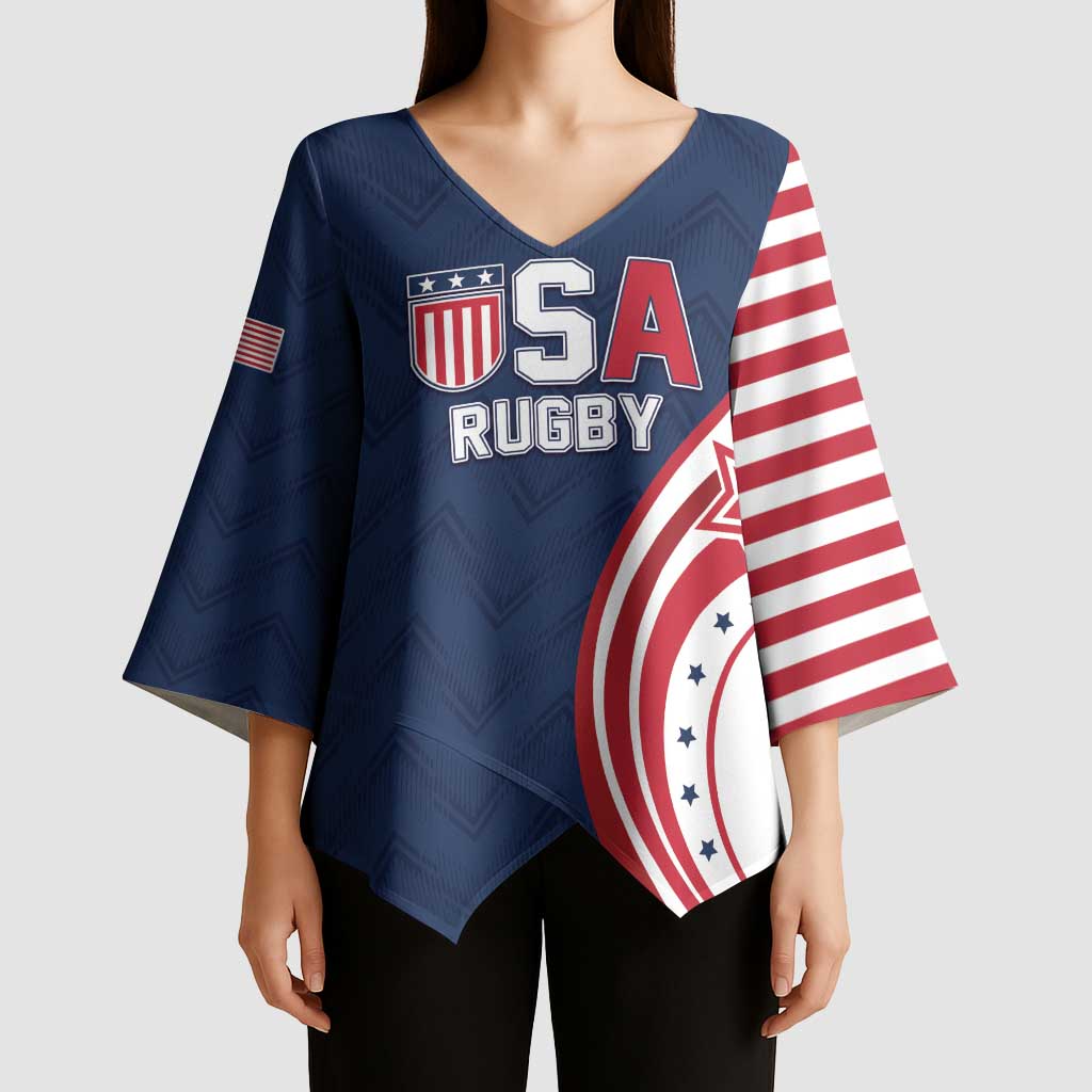 Custom USA Rugby 2026 Kimono Sleeve Blouse Sporty Style