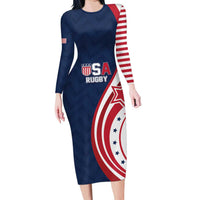 Custom USA Rugby 2026 Long Sleeve Bodycon Dress Sporty Style
