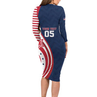 Custom USA Rugby 2026 Long Sleeve Bodycon Dress Sporty Style