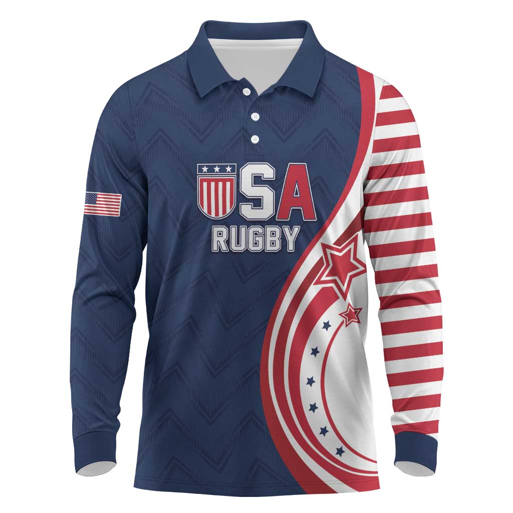 Custom USA Rugby 2026 Long Sleeve Polo Shirt Sporty Style