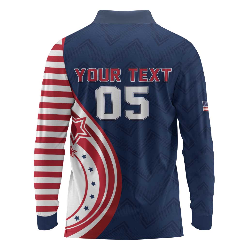 Custom USA Rugby 2026 Long Sleeve Polo Shirt Sporty Style