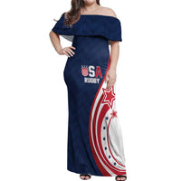 Custom USA Rugby 2026 Off Shoulder Maxi Dress Sporty Style