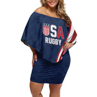 Custom USA Rugby 2026 Off Shoulder Short Dress Sporty Style