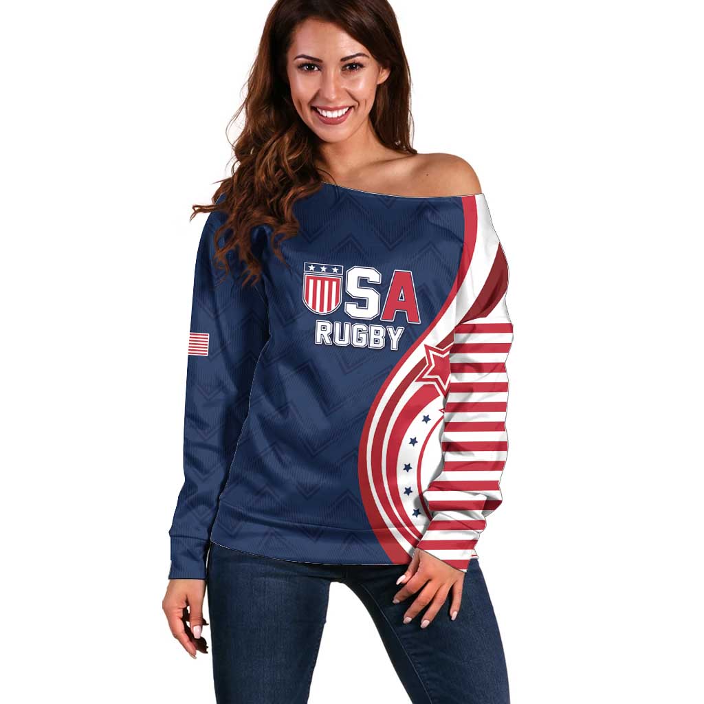 Custom USA Rugby 2026 Off Shoulder Sweater Sporty Style