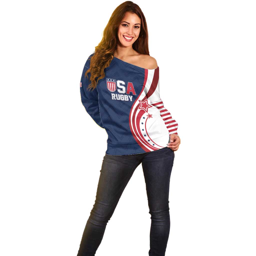 Custom USA Rugby 2026 Off Shoulder Sweater Sporty Style