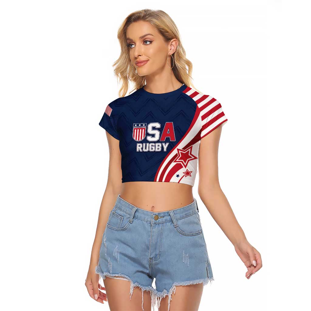 Custom USA Rugby 2026 Raglan Cropped T Shirt Sporty Style