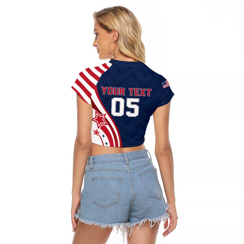Custom USA Rugby 2026 Raglan Cropped T Shirt Sporty Style