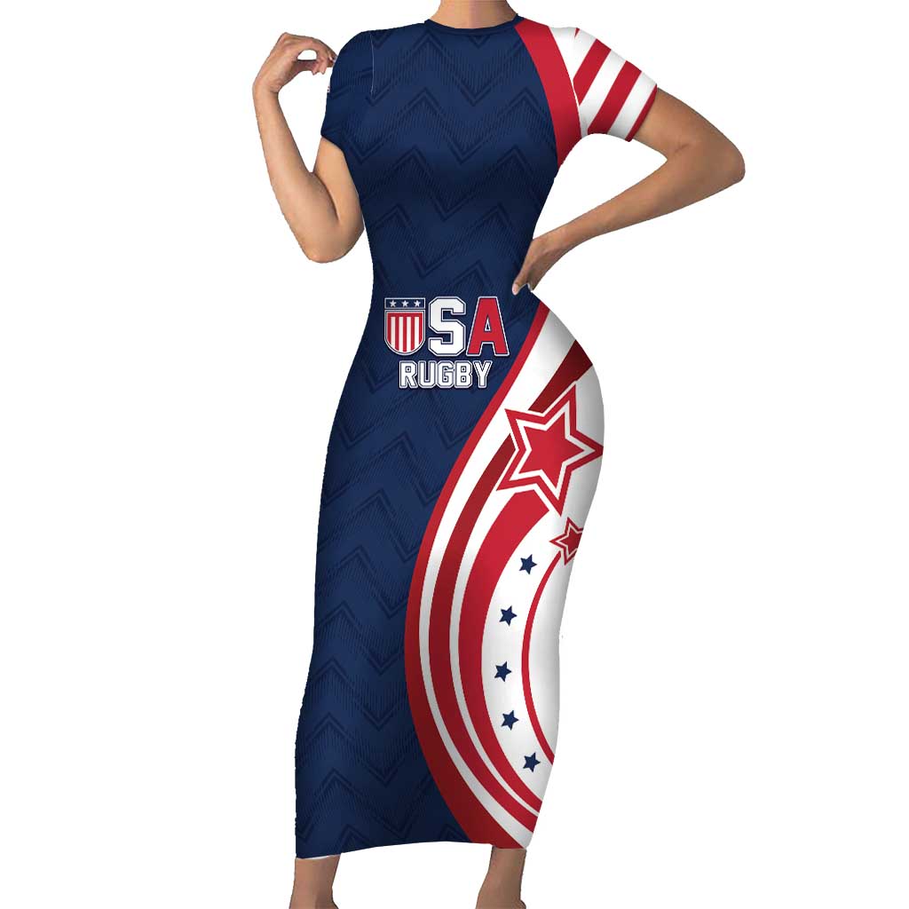 Custom USA Rugby 2026 Short Sleeve Bodycon Dress Sporty Style