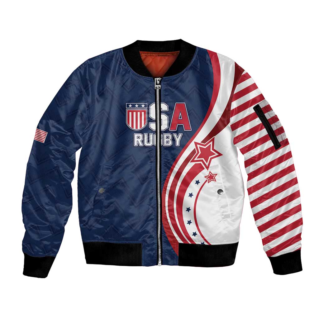 Custom USA Rugby 2026 Sleeve Zip Bomber Jacket Sporty Style