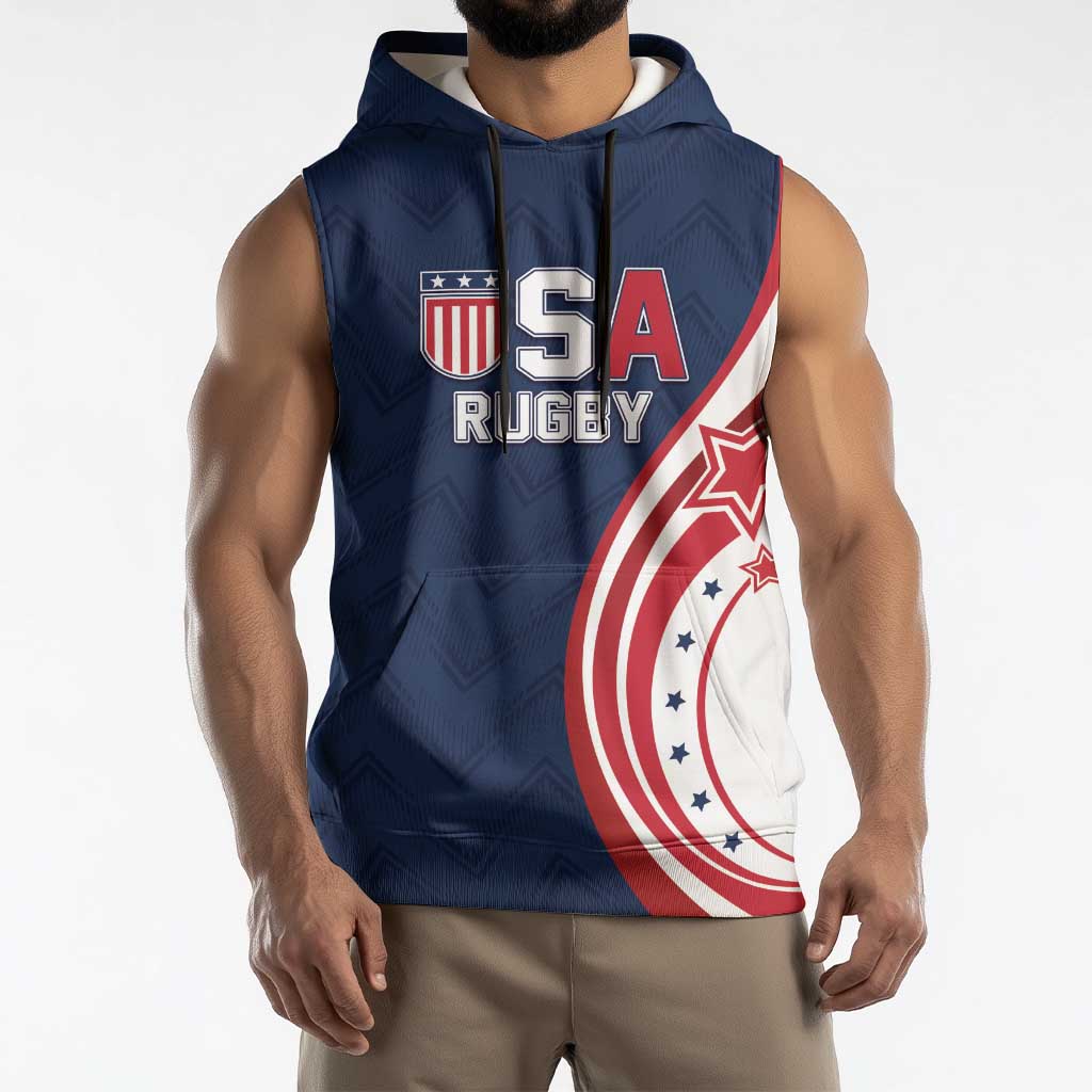 Custom USA Rugby 2026 Sleeveless Hoodie Sporty Style