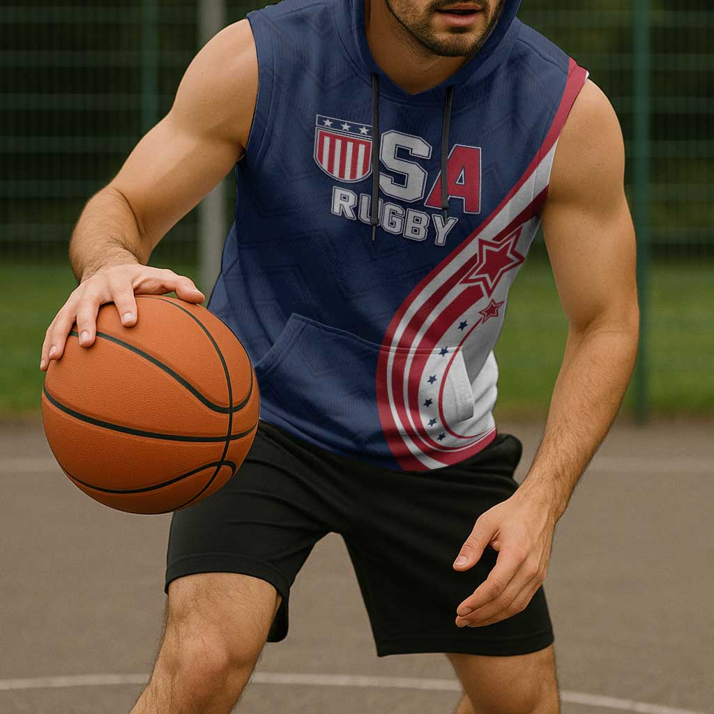 Custom USA Rugby 2026 Sleeveless Hoodie Sporty Style