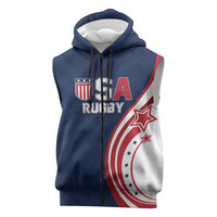 Custom USA Rugby 2026 Sleeveless Zip Hoodie Sporty Style
