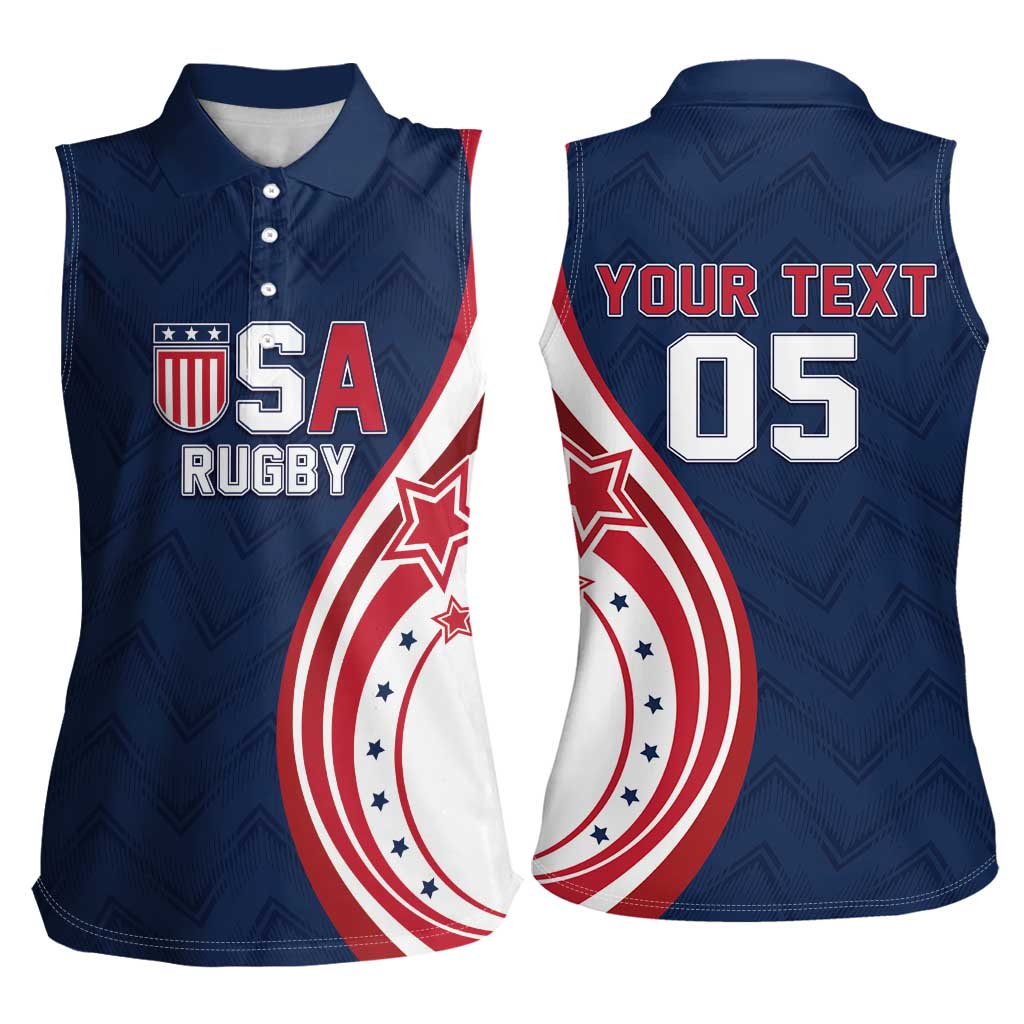 Custom USA Rugby 2026 Women Sleeveless Polo Shirt Sporty Style