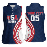 Custom USA Rugby 2026 Women Sleeveless Polo Shirt Sporty Style