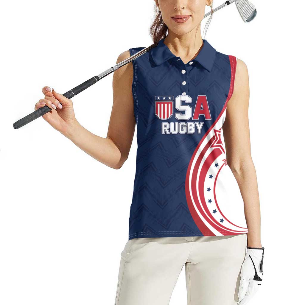 Custom USA Rugby 2026 Women Sleeveless Polo Shirt Sporty Style