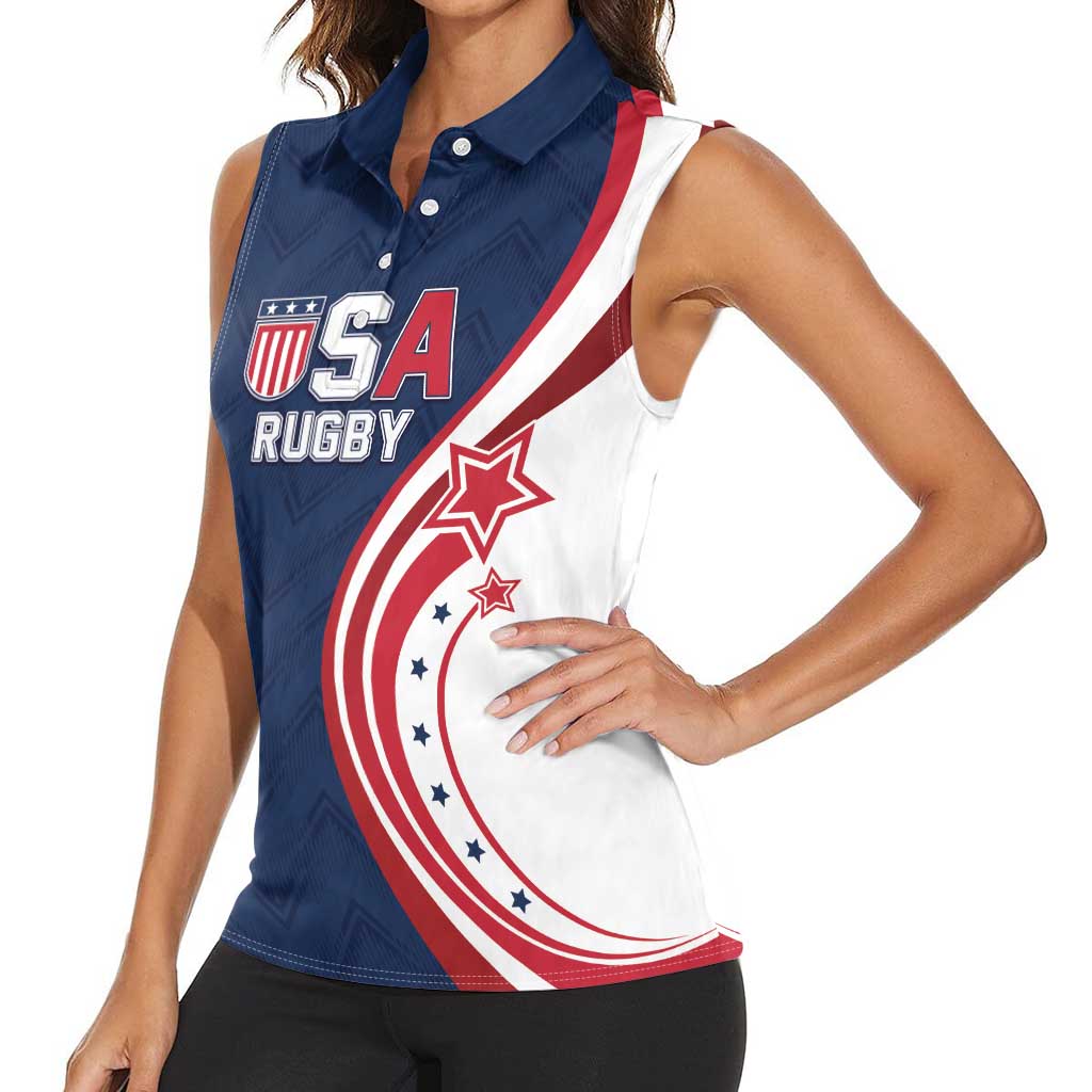 Custom USA Rugby 2026 Women Sleeveless Polo Shirt Sporty Style