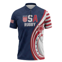 Custom USA Rugby 2026 Zipper Polo Shirt Sporty Style