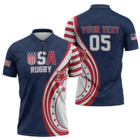 Custom USA Rugby 2026 Zipper Polo Shirt Sporty Style