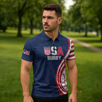 Custom USA Rugby 2026 Zipper Polo Shirt Sporty Style