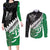 New Zealand And Ireland Rugby Custom Couples Matching Long Sleeve Bodycon Dress and Long Sleeve Button Shirt Silver Fern With Celtic Cross