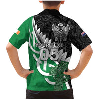 New Zealand And Ireland Rugby Custom Family Matching Mermaid Dress and Hawaiian Shirt Silver Fern With Celtic Cross