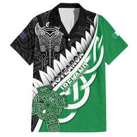 New Zealand And Ireland Rugby Custom Family Matching Summer Maxi Dress and Hawaiian Shirt Silver Fern With Celtic Cross