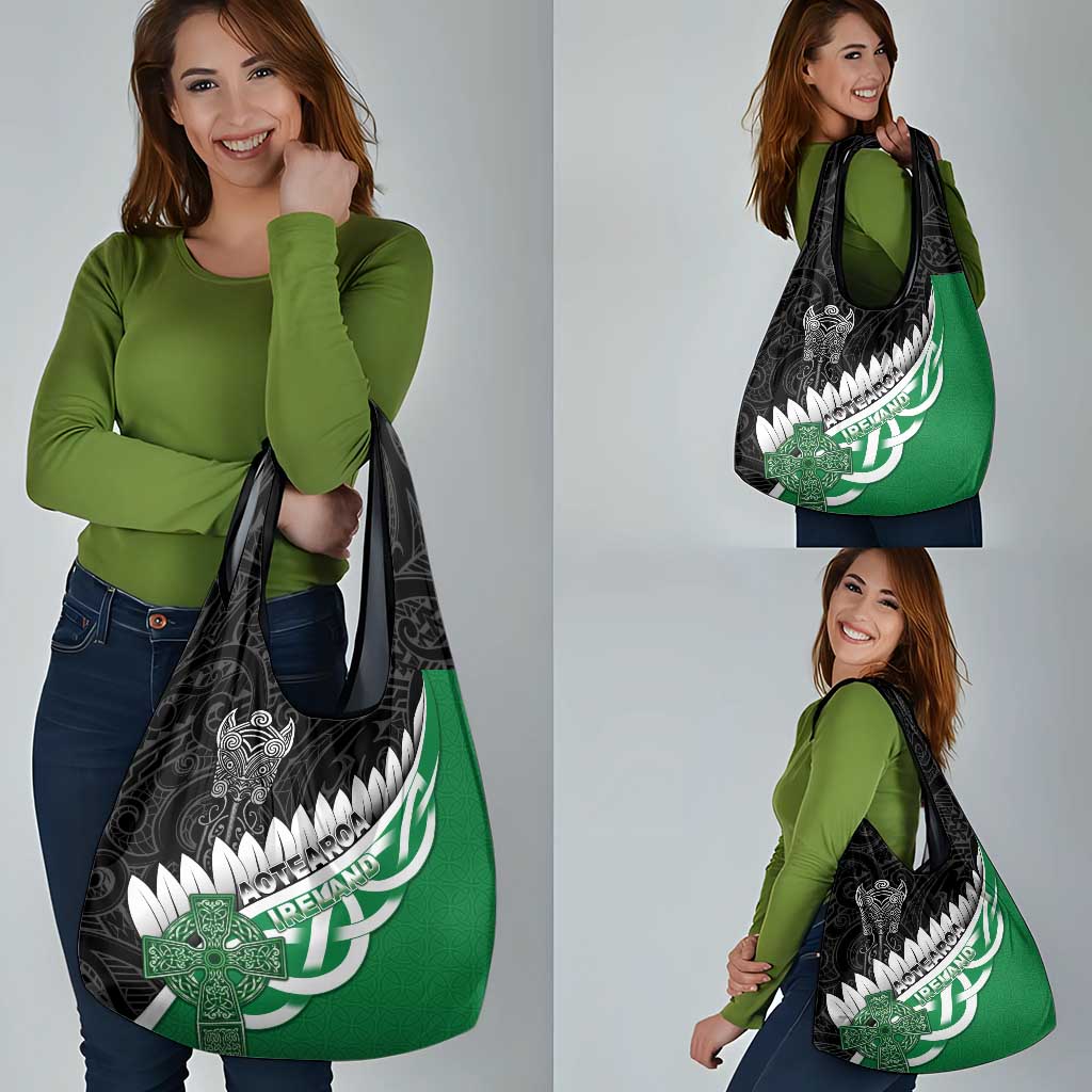 New Zealand And Ireland Rugby Grocery Bag Silver Fern With Celtic Cross