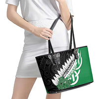 New Zealand And Ireland Rugby Leather Tote Bag Silver Fern With Celtic Cross