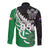 New Zealand And Ireland Rugby Custom Long Sleeve Button Shirt Silver Fern With Celtic Cross