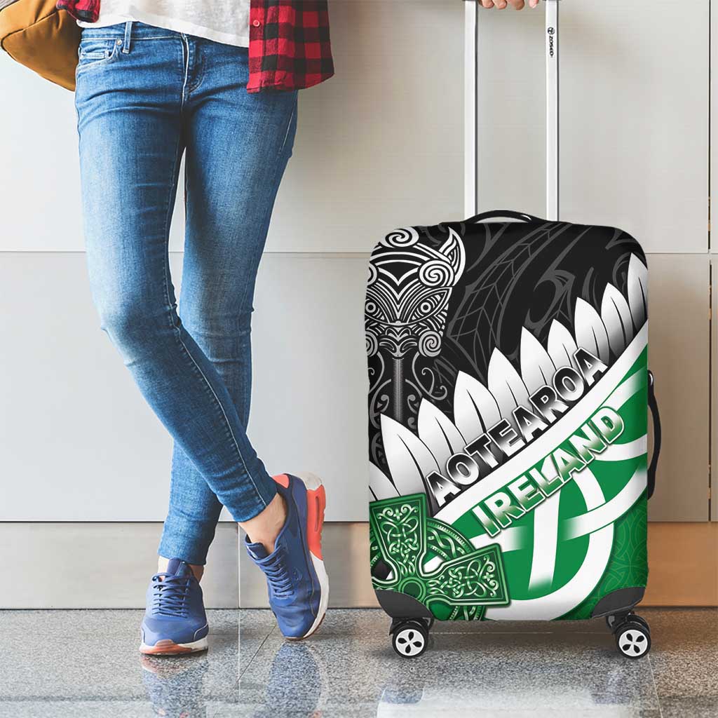 New Zealand And Ireland Rugby Luggage Cover Silver Fern With Celtic Cross