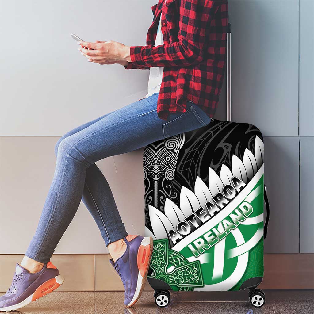 New Zealand And Ireland Rugby Luggage Cover Silver Fern With Celtic Cross