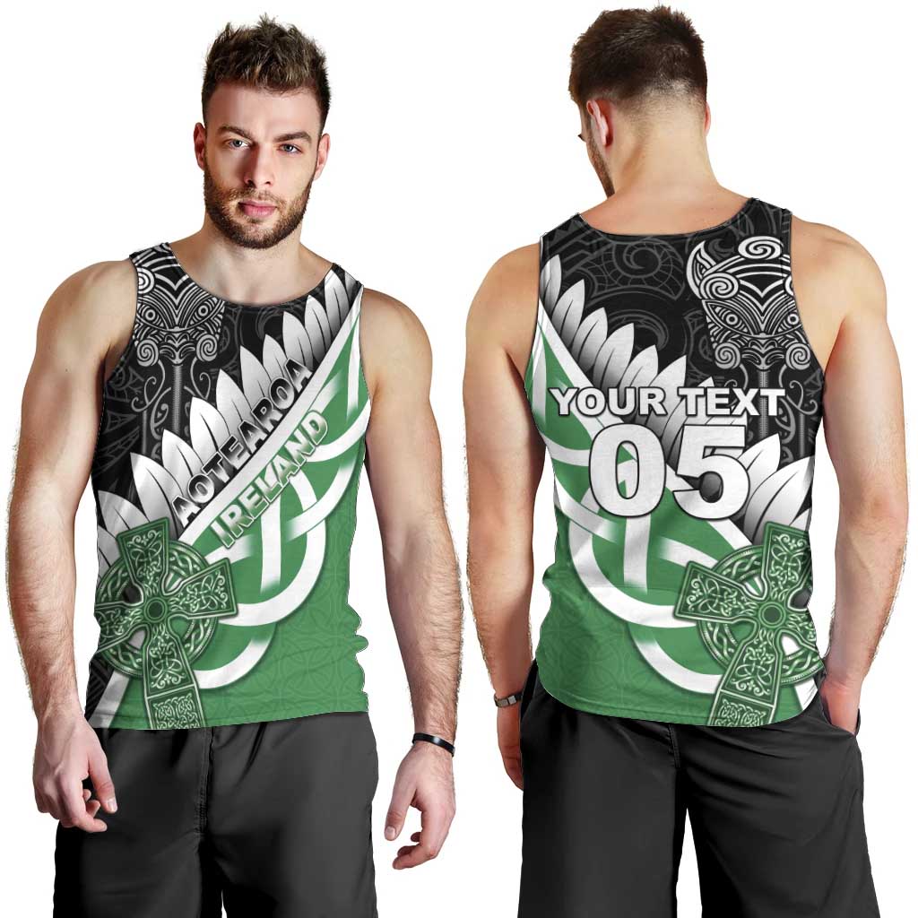 New Zealand And Ireland Rugby Custom Men Tank Top Silver Fern With Celtic Cross