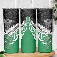New Zealand And Ireland Rugby Custom Skinny Tumbler Silver Fern With Celtic Cross