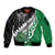 New Zealand And Ireland Rugby Custom Sleeve Zip Bomber Jacket Silver Fern With Celtic Cross