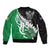 New Zealand And Ireland Rugby Custom Sleeve Zip Bomber Jacket Silver Fern With Celtic Cross
