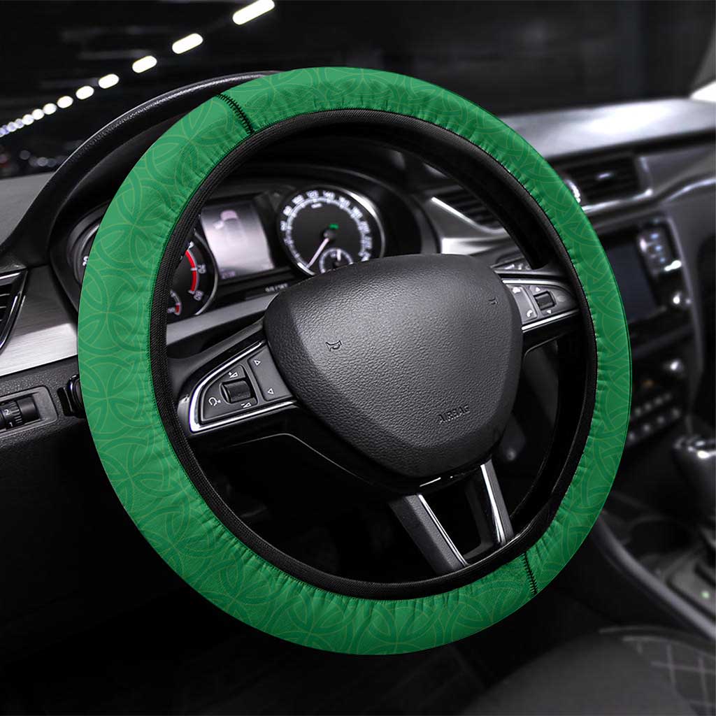 New Zealand And Ireland Rugby Steering Wheel Cover Silver Fern With Celtic Cross
