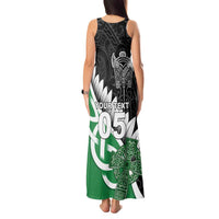New Zealand And Ireland Rugby Custom Tank Maxi Dress Silver Fern With Celtic Cross