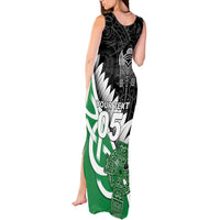 New Zealand And Ireland Rugby Custom Tank Maxi Dress Silver Fern With Celtic Cross