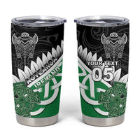 New Zealand And Ireland Rugby Custom Tumbler Cup Silver Fern With Celtic Cross