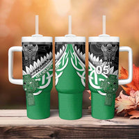 New Zealand And Ireland Rugby Custom Tumbler With Handle Silver Fern With Celtic Cross