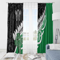 New Zealand And Ireland Rugby Window Curtain Silver Fern With Celtic Cross