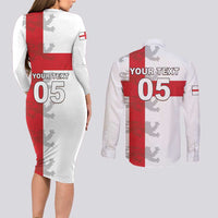 Custom England Rugby Couples Matching Long Sleeve Bodycon Dress and Long Sleeve Button Shirt Vintage Style