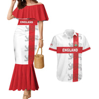 Custom England Rugby Couples Matching Mermaid Dress and Hawaiian Shirt Vintage Style