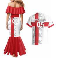 Custom England Rugby Couples Matching Mermaid Dress and Hawaiian Shirt Vintage Style