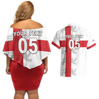 Custom England Rugby Couples Matching Off Shoulder Short Dress and Hawaiian Shirt Vintage Style