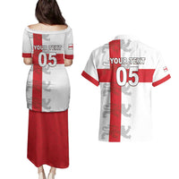 Custom England Rugby Couples Matching Puletasi and Hawaiian Shirt Vintage Style
