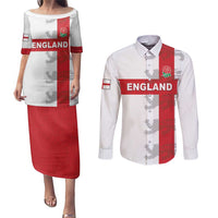 Custom England Rugby Couples Matching Puletasi and Long Sleeve Button Shirt Vintage Style