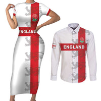 Custom England Rugby Couples Matching Short Sleeve Bodycon Dress and Long Sleeve Button Shirt Vintage Style